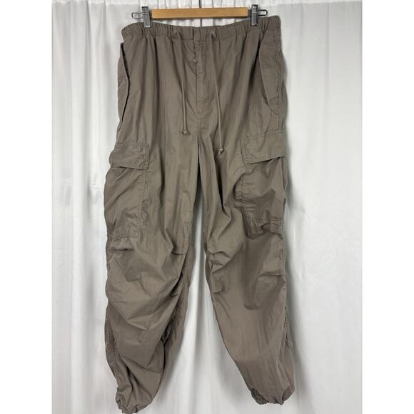 TNA Aritzia Cargo Pants Women’s L Tan Straight Leg Drawstring High Rise Y2K - Picture 1 of 7
